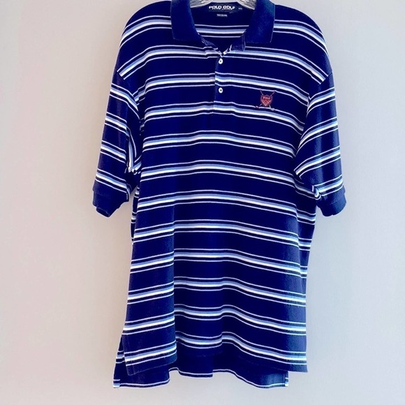 Polo Golf by Ralph Lauren striped polo shirt. Rare plaid crest shield. XL - Picture 5 of 10